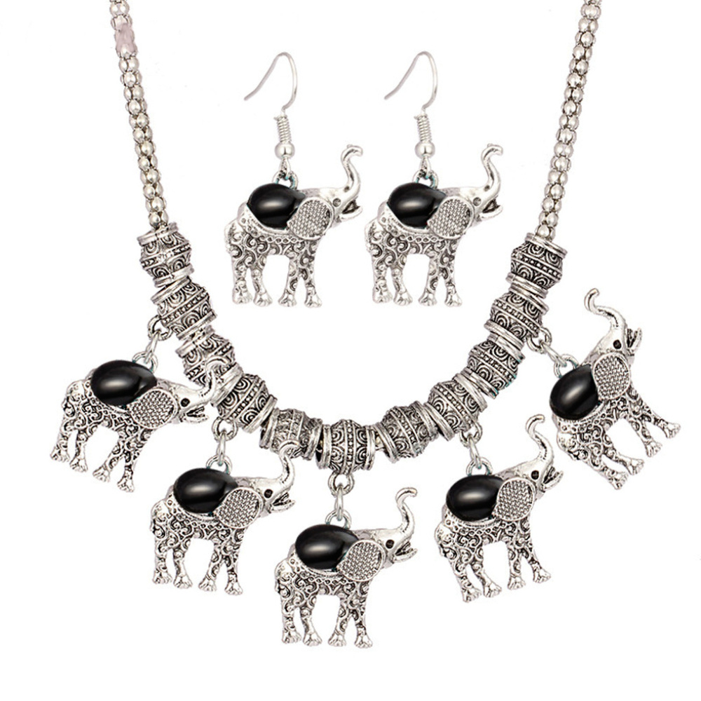 Elephant Necklace Earring Animal Jwewlry Set 131